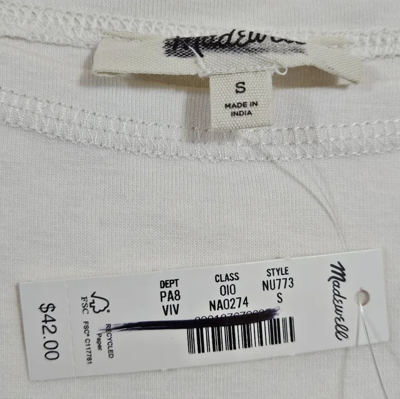 NWT Madewell Sleeveless Boatneck Side Slit Tee Size S - Picture 4 of 7